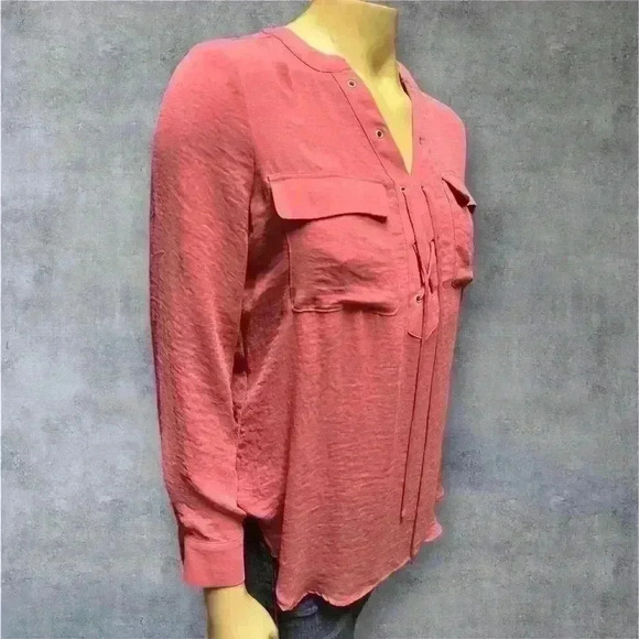 NWOT A.N.A women’s sheer peach long sleeve top size PM - Picture 2 of 13